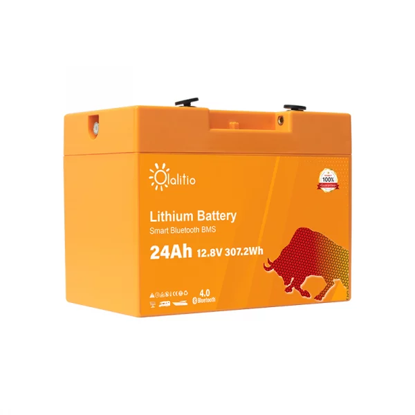 Batería de litio OLALITIO LiFePO4 12.8V 24Ah Smart BMS con Bluetooth-3