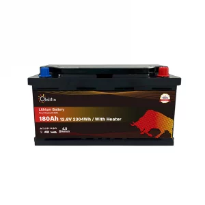 OLALITIO LiFePO4 Batería de Litio 12.8V 180Ah Smart BMS con Bluetooth Autocaravana Debajo del Asiento Batería -1