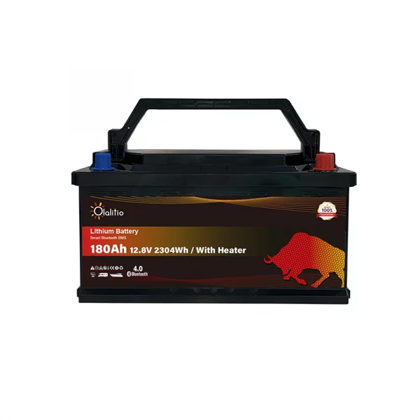 OLALITIO LiFePO4 Batería de Litio 12.8V 180Ah Smart BMS con Bluetooth Autocaravana Debajo del Asiento Batería -2