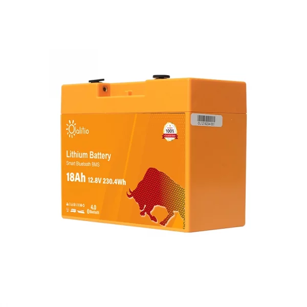 Bateria de litio OLALITIO LiFePO4 12.8V 18Ah Smart BMS con Bluetooth 4
